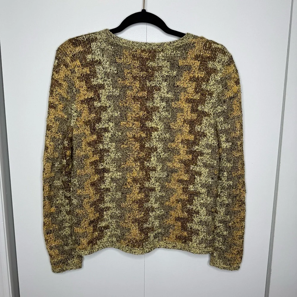 South Cotton Hand Knit Sweater Cardigan Brown Gold - Small - Picture 4 of 9